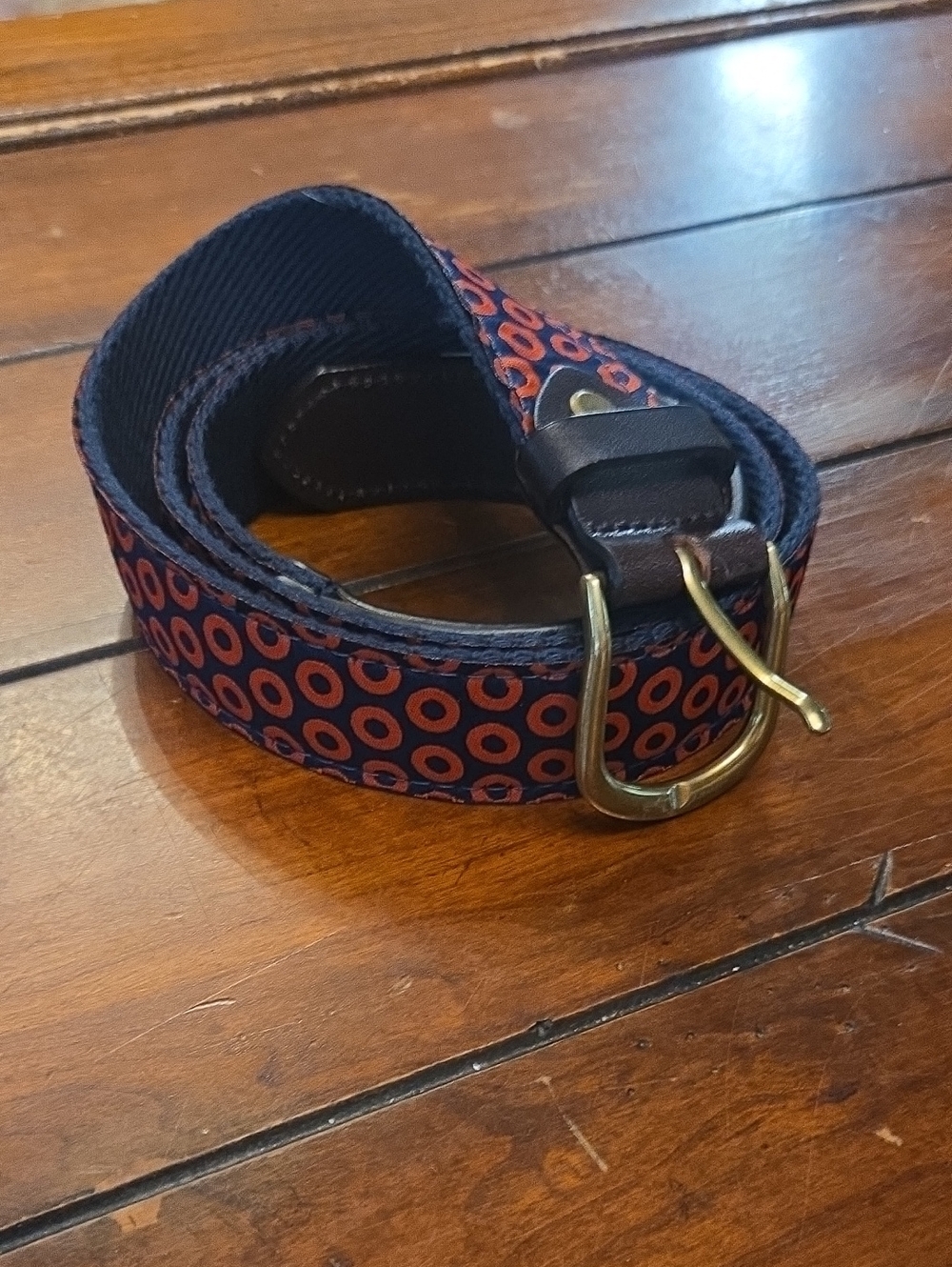 Phish / Section 119 Men's Navy Belt with Donut Pattern and Brass Buckle